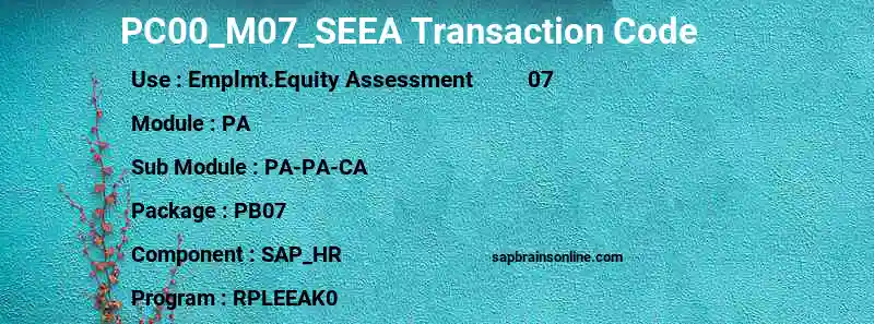 SAP PC00_M07_SEEA transaction code