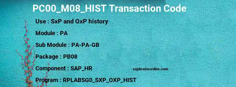 SAP PC00_M08_HIST transaction code
