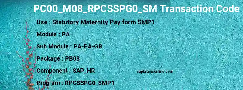 SAP PC00_M08_RPCSSPG0_SM transaction code