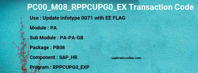 SAP PC00_M08_RPPCUPG0_EX transaction code