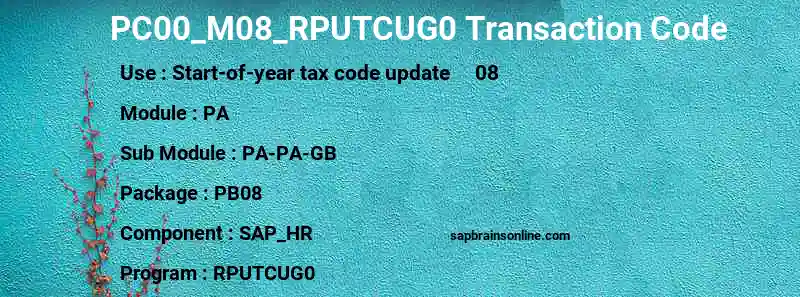 SAP PC00_M08_RPUTCUG0 transaction code