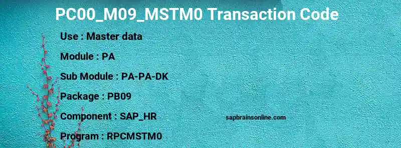 SAP PC00_M09_MSTM0 transaction code