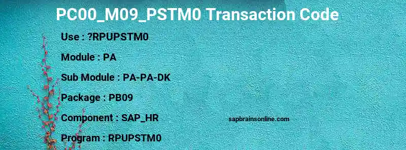 SAP PC00_M09_PSTM0 transaction code