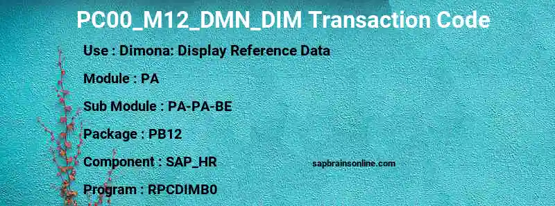 SAP PC00_M12_DMN_DIM transaction code