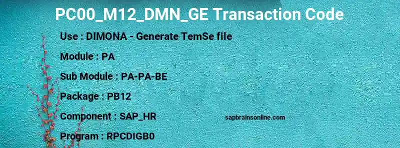 SAP PC00_M12_DMN_GE transaction code