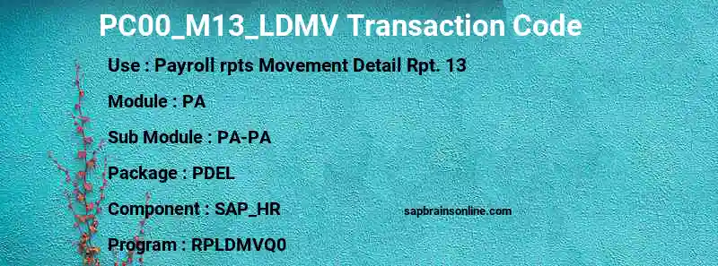 SAP PC00_M13_LDMV transaction code