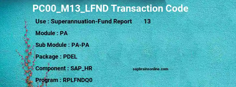 SAP PC00_M13_LFND transaction code