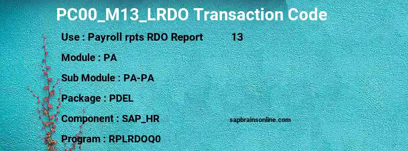 SAP PC00_M13_LRDO transaction code