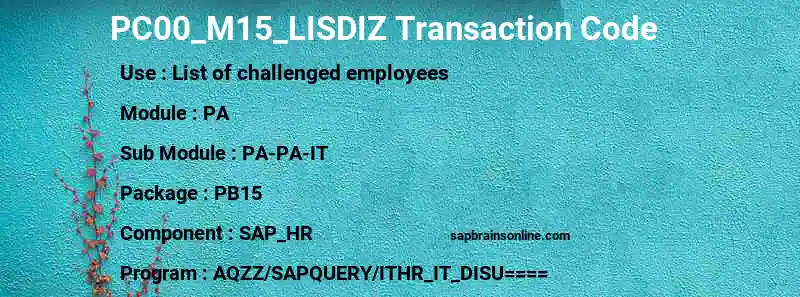 SAP PC00_M15_LISDIZ transaction code