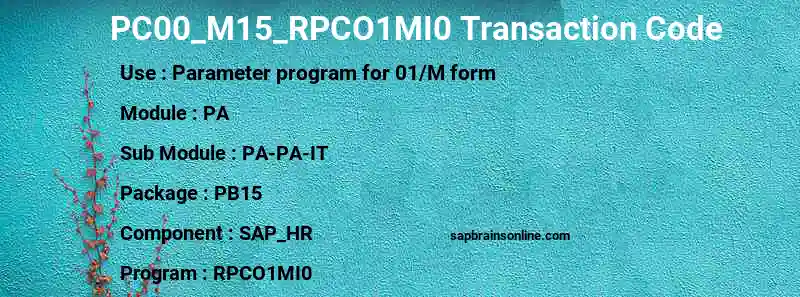 SAP PC00_M15_RPCO1MI0 transaction code