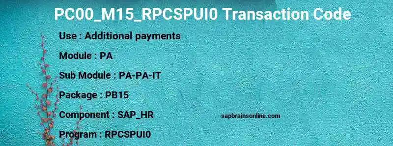 SAP PC00_M15_RPCSPUI0 transaction code
