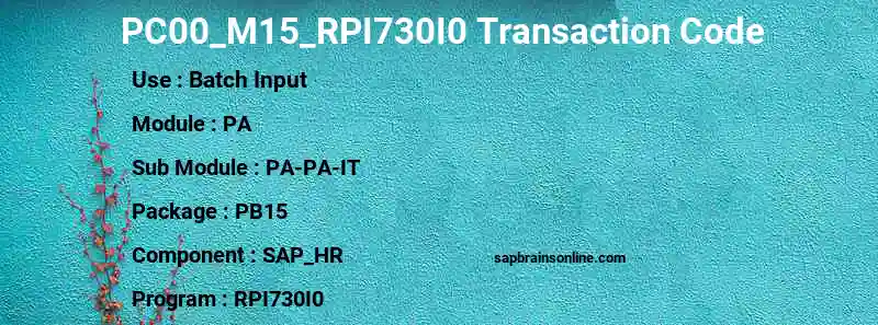 SAP PC00_M15_RPI730I0 transaction code