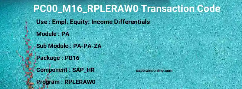 SAP PC00_M16_RPLERAW0 transaction code