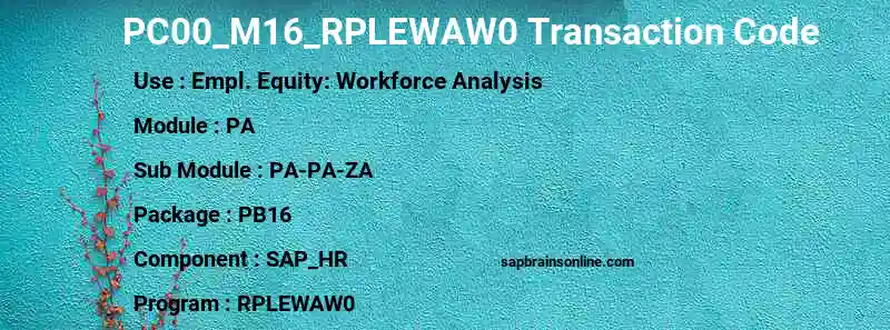 SAP PC00_M16_RPLEWAW0 transaction code