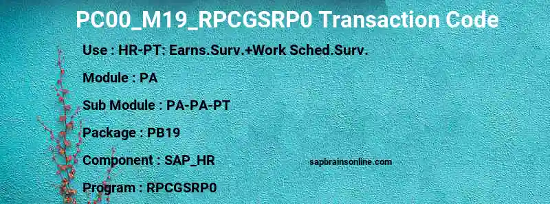 SAP PC00_M19_RPCGSRP0 transaction code