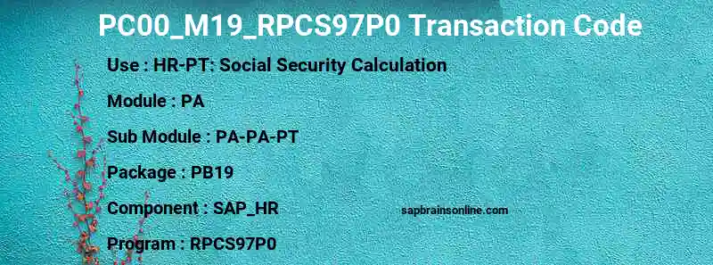 SAP PC00_M19_RPCS97P0 transaction code