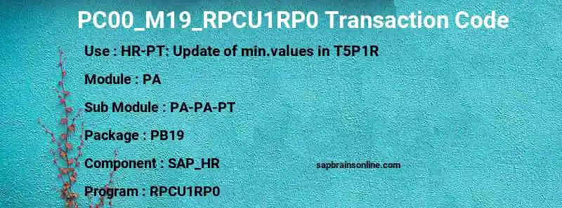 SAP PC00_M19_RPCU1RP0 transaction code