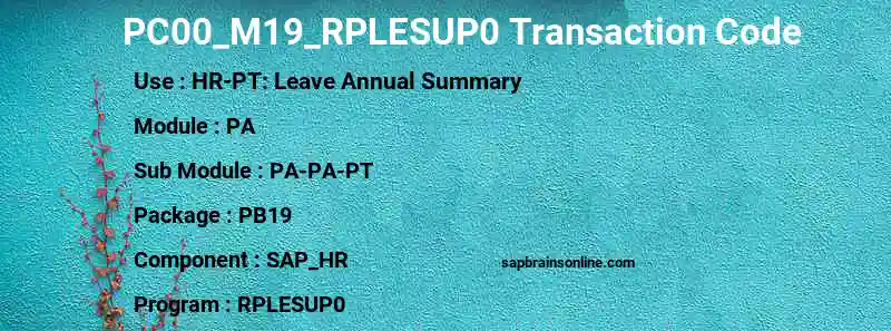 SAP PC00_M19_RPLESUP0 transaction code