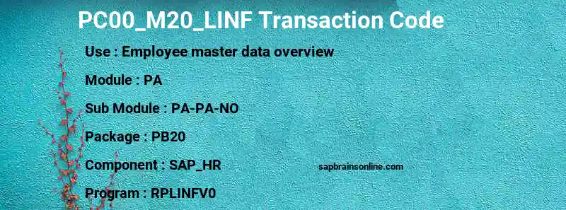 SAP PC00_M20_LINF transaction code