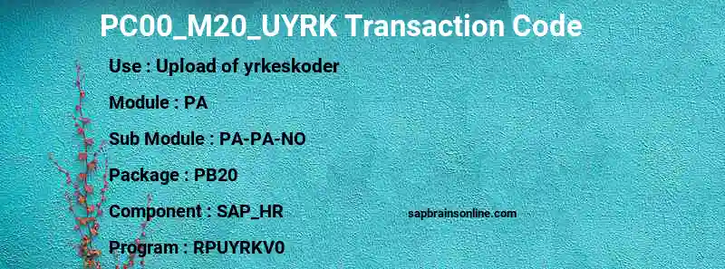 SAP PC00_M20_UYRK transaction code