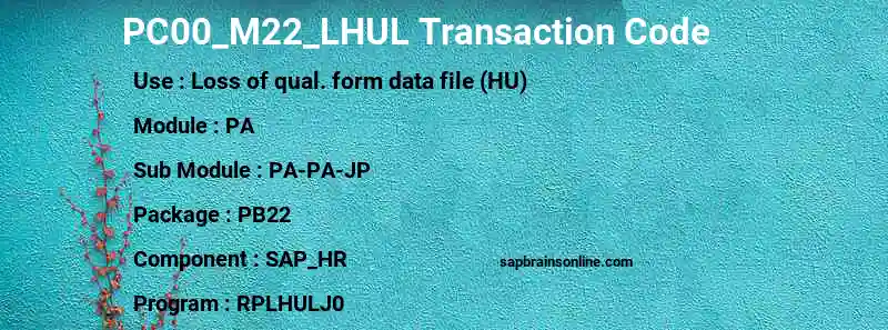SAP PC00_M22_LHUL transaction code