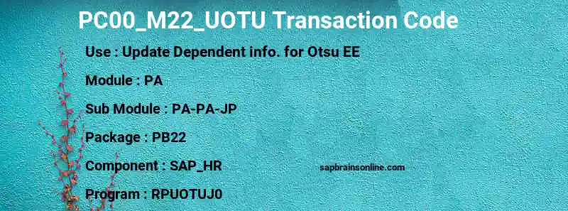 SAP PC00_M22_UOTU transaction code