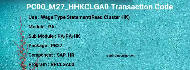 SAP PC00_M27_HHKCLGA0 transaction code