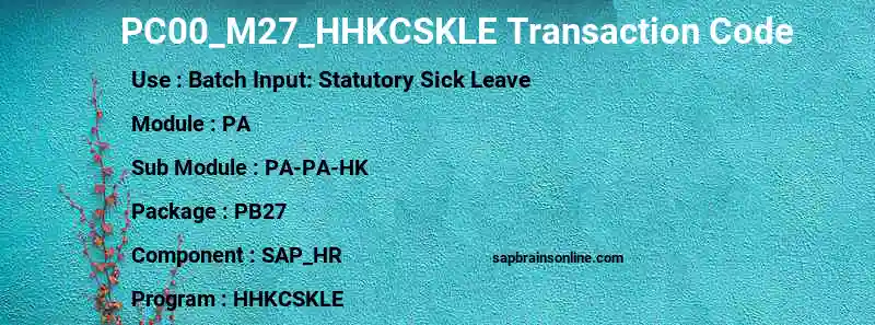 SAP PC00_M27_HHKCSKLE transaction code