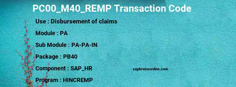 SAP PC00_M40_REMP transaction code