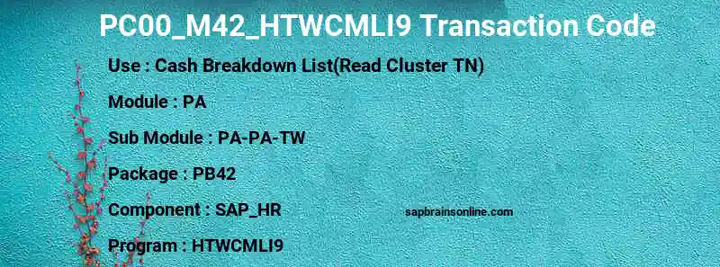 SAP PC00_M42_HTWCMLI9 transaction code