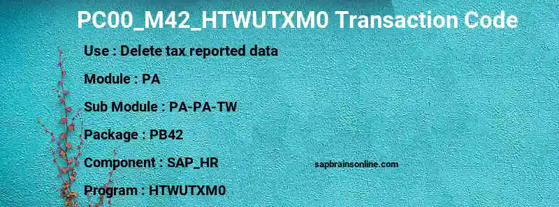 SAP PC00_M42_HTWUTXM0 transaction code