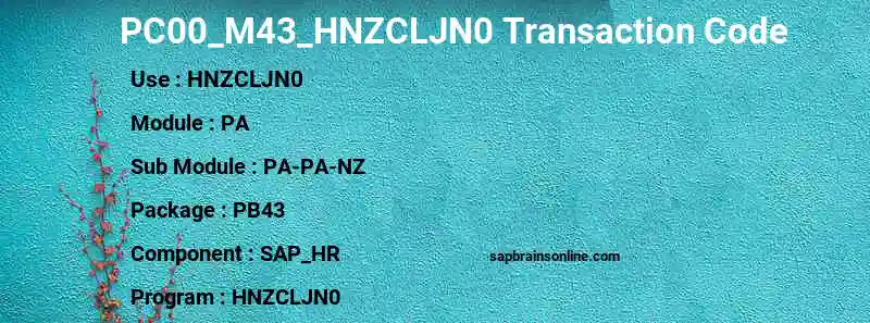 SAP PC00_M43_HNZCLJN0 transaction code