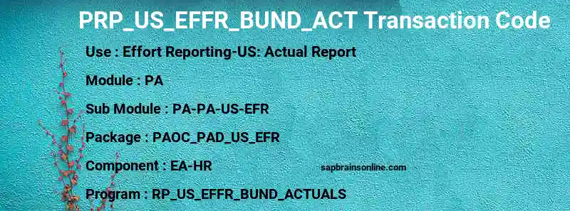 SAP PRP_US_EFFR_BUND_ACT transaction code