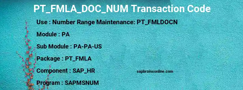 SAP PT_FMLA_DOC_NUM transaction code