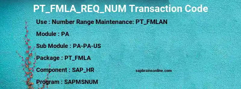 SAP PT_FMLA_REQ_NUM transaction code