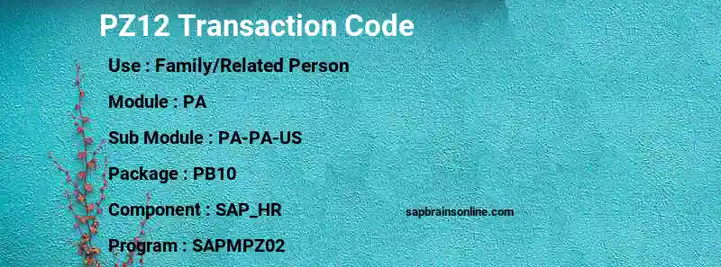 SAP PZ12 transaction code