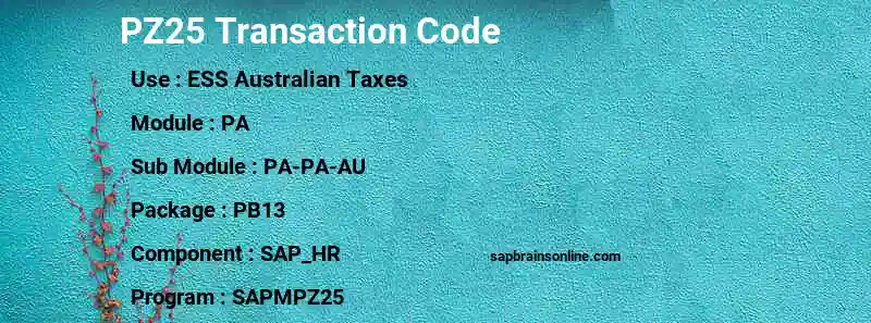 SAP PZ25 transaction code