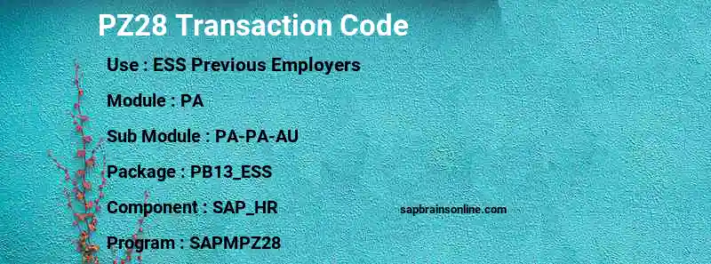 SAP PZ28 transaction code