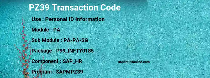 SAP PZ39 transaction code