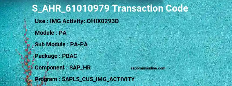 SAP S_AHR_61010979 transaction code