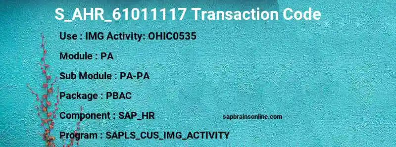 SAP S_AHR_61011117 transaction code