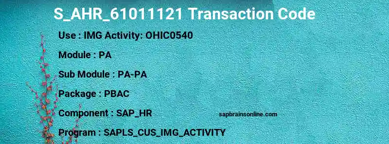 SAP S_AHR_61011121 transaction code
