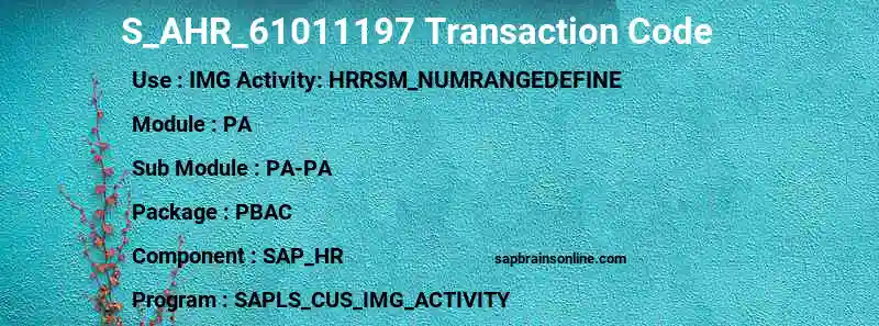 SAP S_AHR_61011197 transaction code