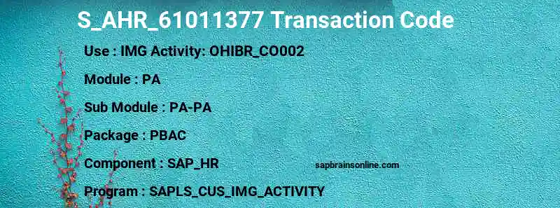 SAP S_AHR_61011377 transaction code