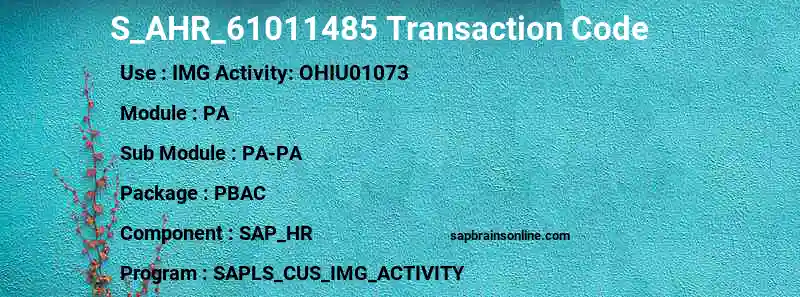 SAP S_AHR_61011485 transaction code