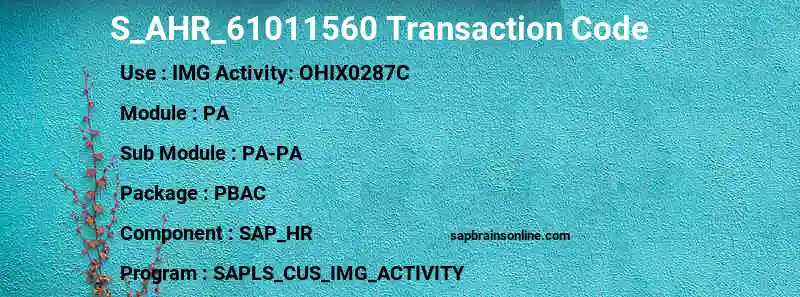 SAP S_AHR_61011560 transaction code