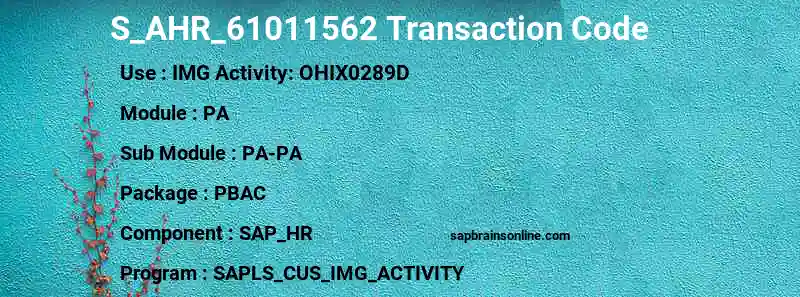 SAP S_AHR_61011562 transaction code