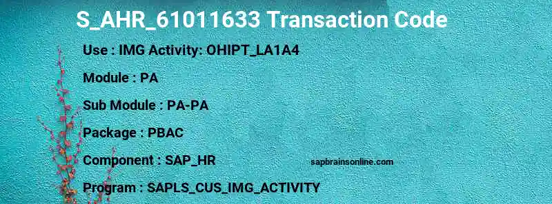 SAP S_AHR_61011633 transaction code