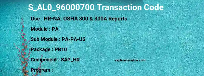 SAP S_AL0_96000700 transaction code
