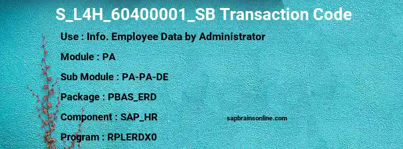 SAP S_L4H_60400001_SB transaction code